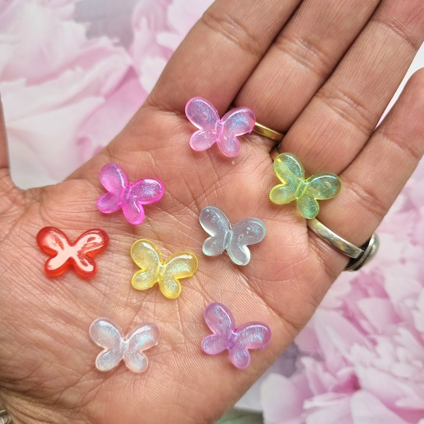 Acrylic Luminous Glittery Butterfly Beads