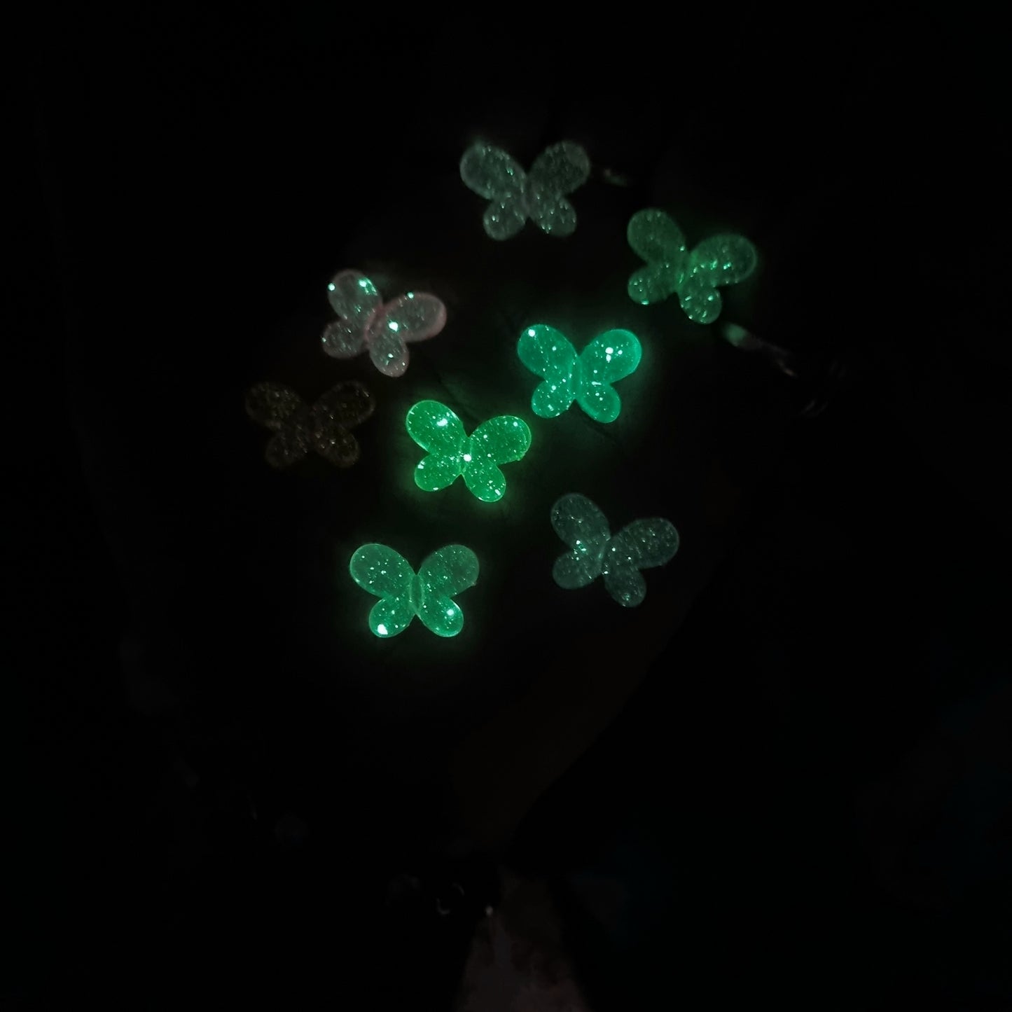 Acrylic Luminous Glittery Butterfly Beads