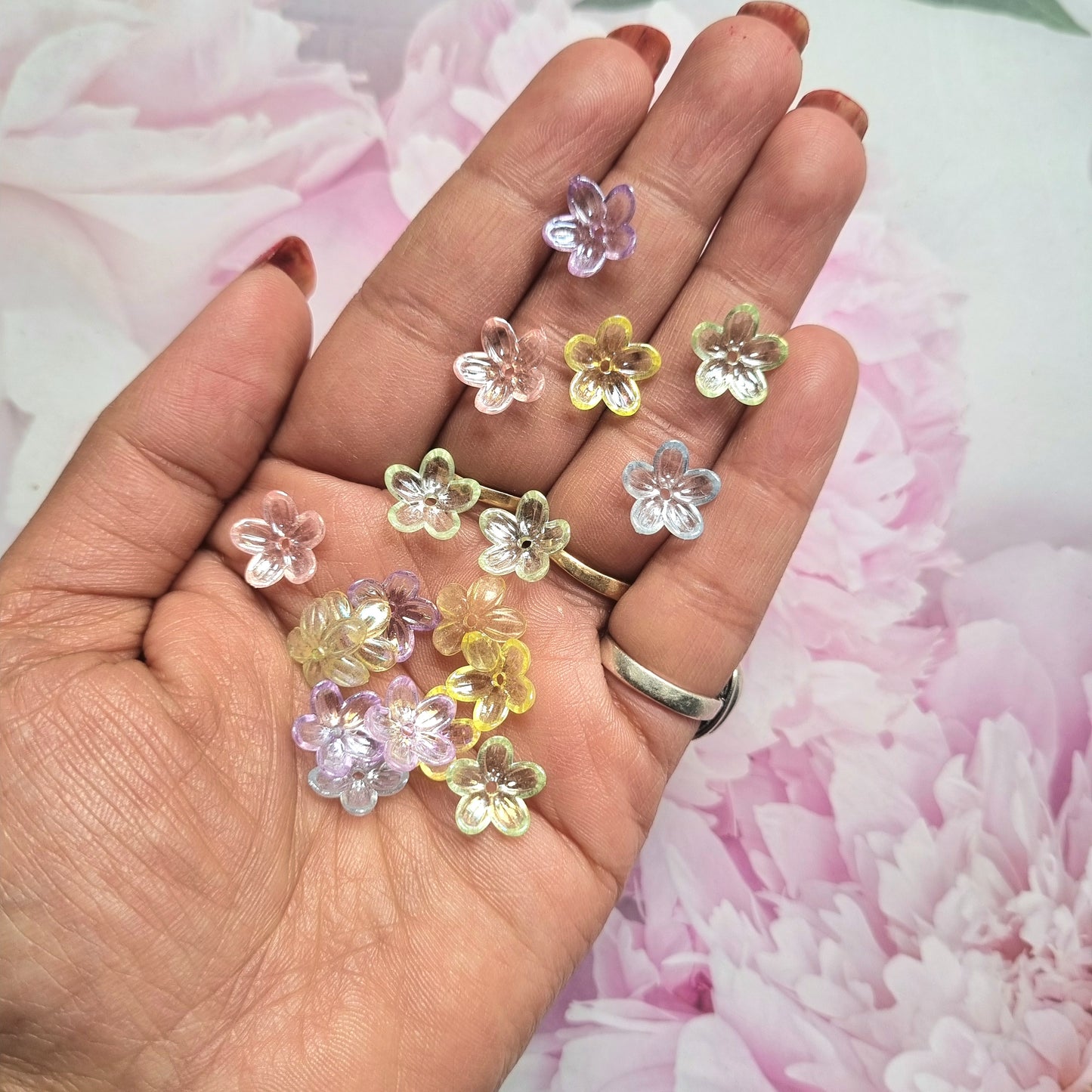 Acrylic Rainbow Shine Bell Flower Caps