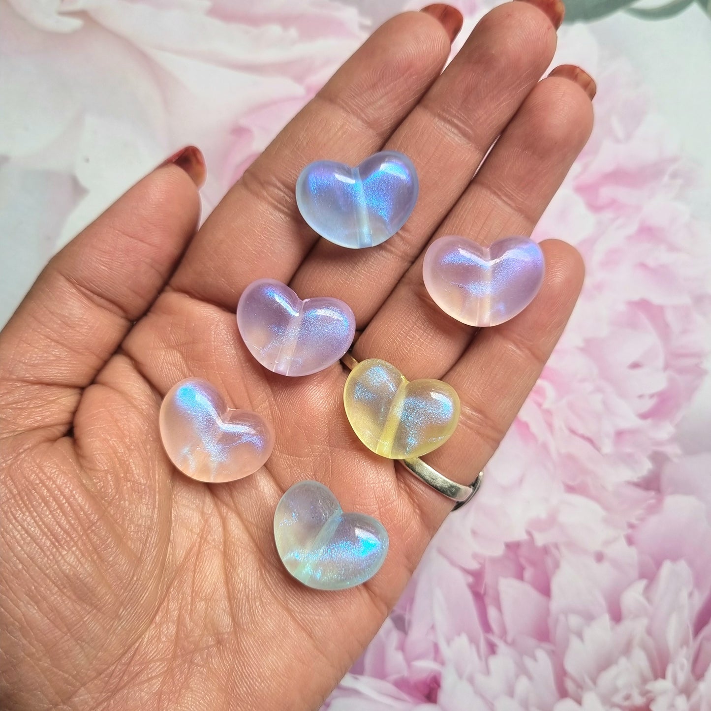 Acrylic Glitter Heart Beads