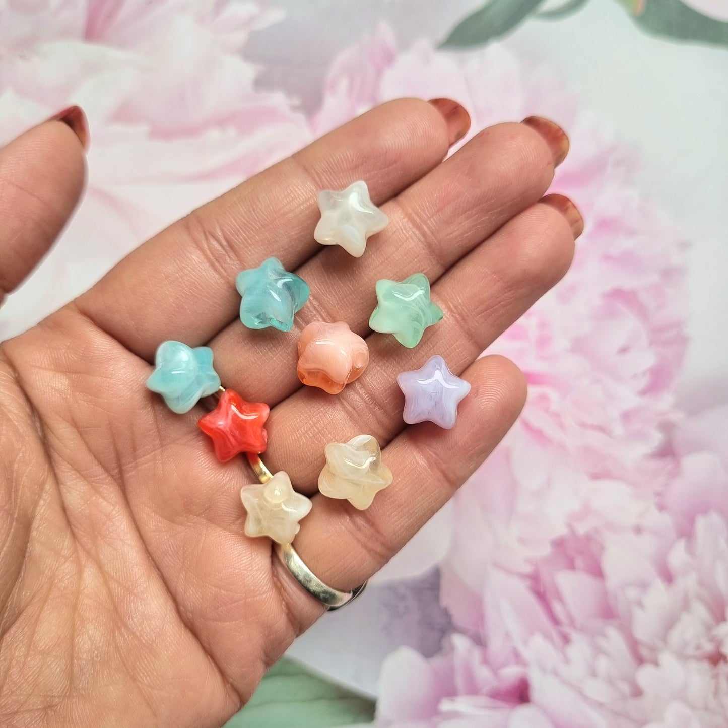 Acrylic Marble Star Beads