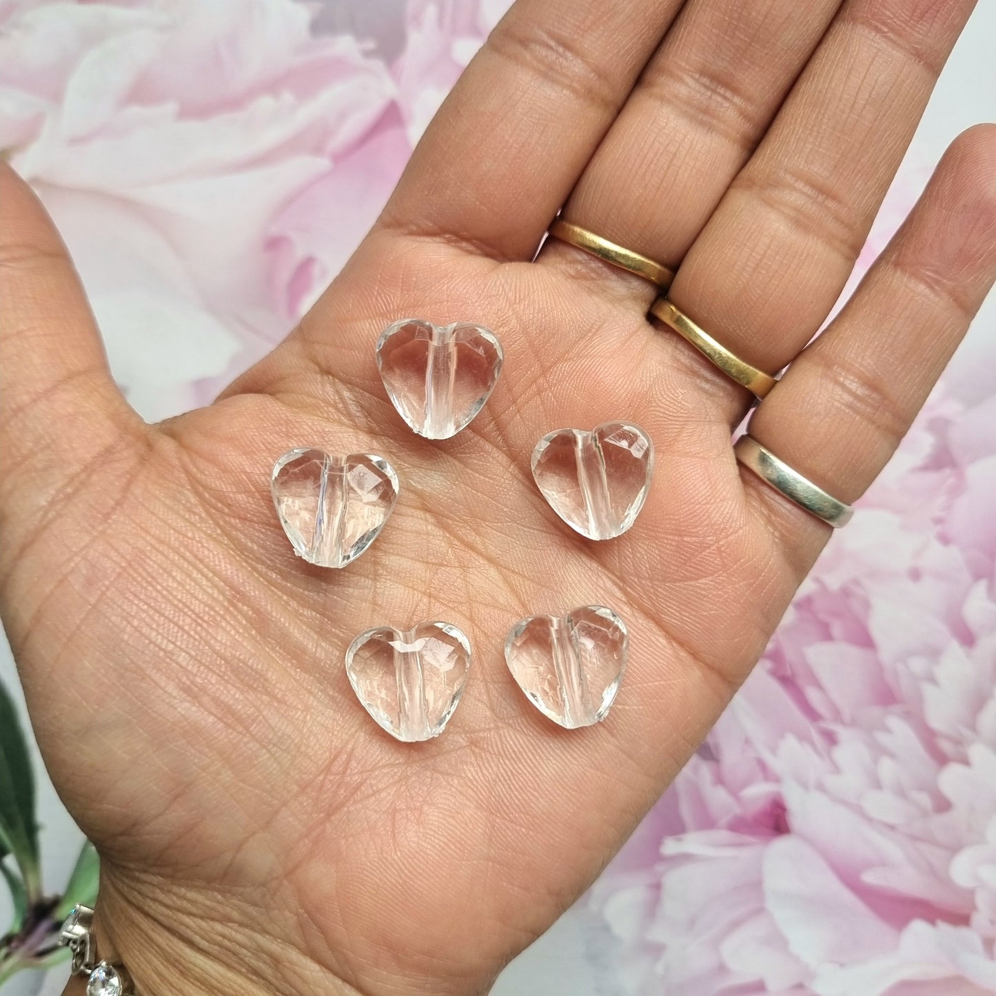 Acrylic Transparent Heart Beads