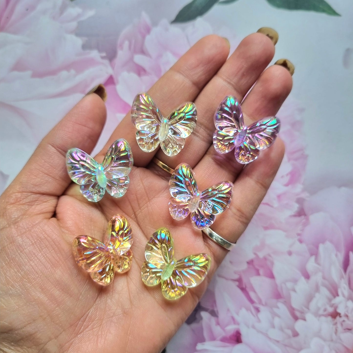 Acrylic Rainbow Shine Butterfly Beads