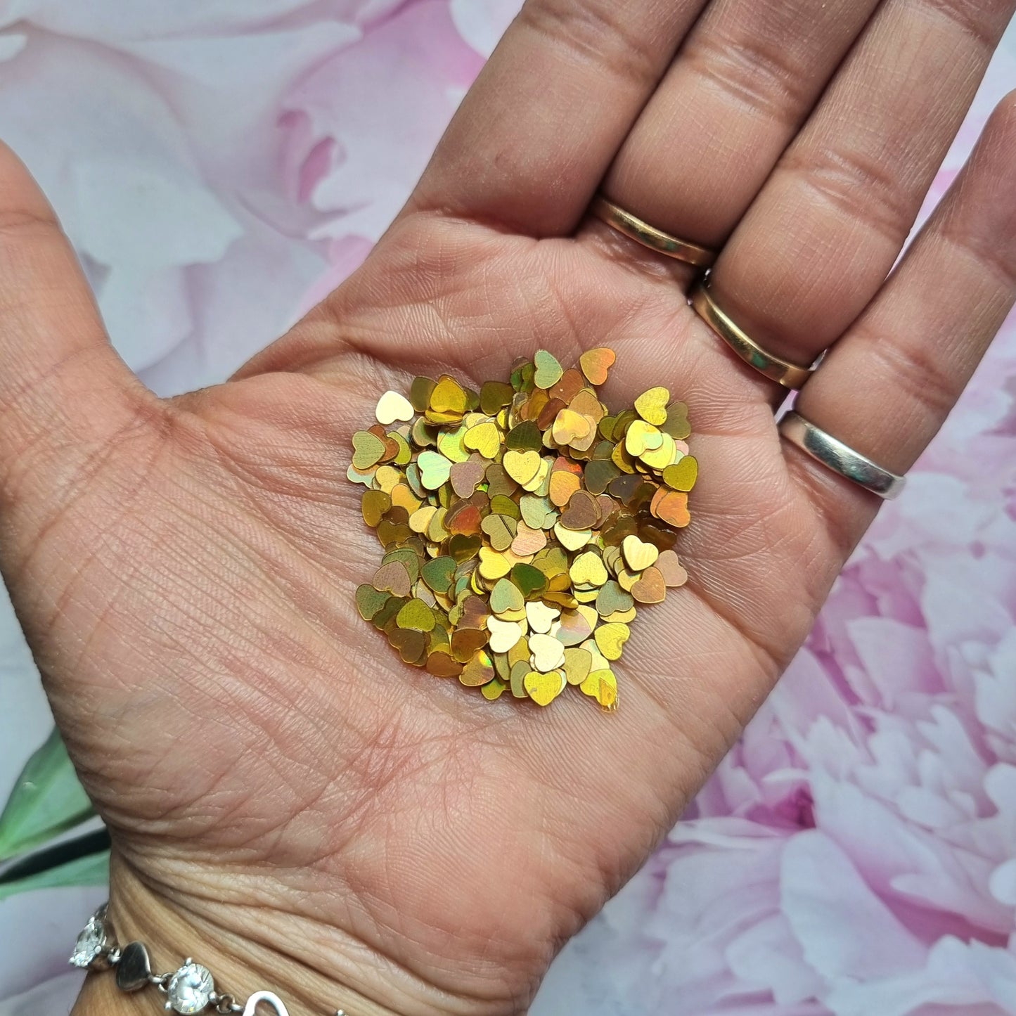Golden Heart Sequins (Rainbow Shine)