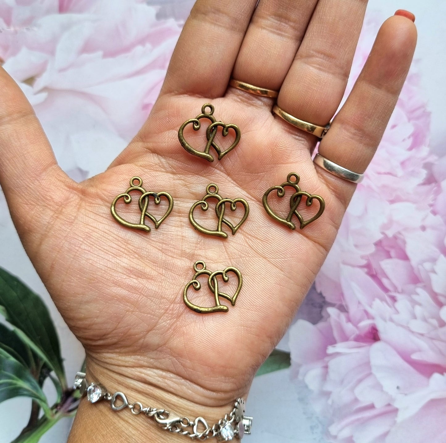 Antique Metal Charms - Hearts