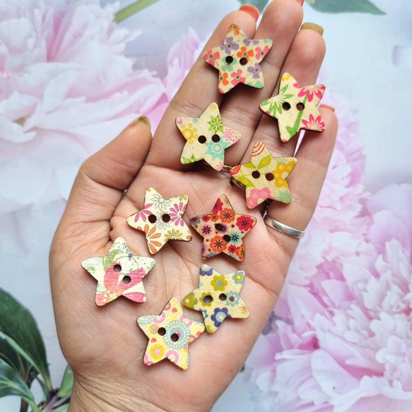 Wooden Button - Star