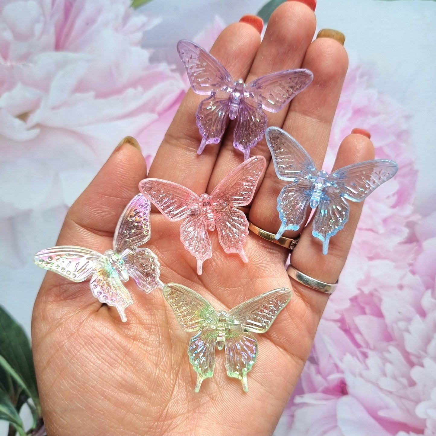 Rainbow Shine Butterfly Beads (Scratched)