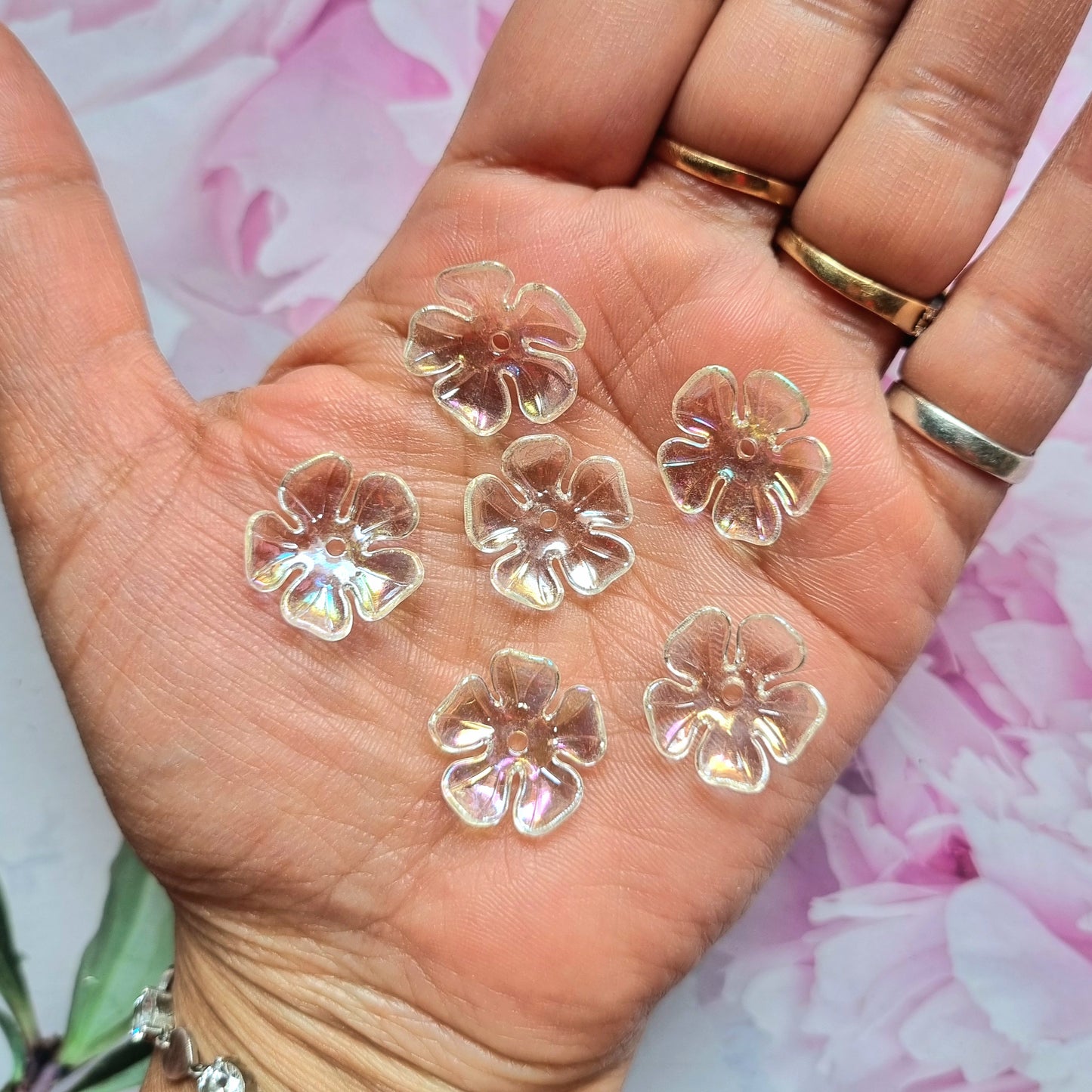 Transparent Rainbow Shine Flower caps