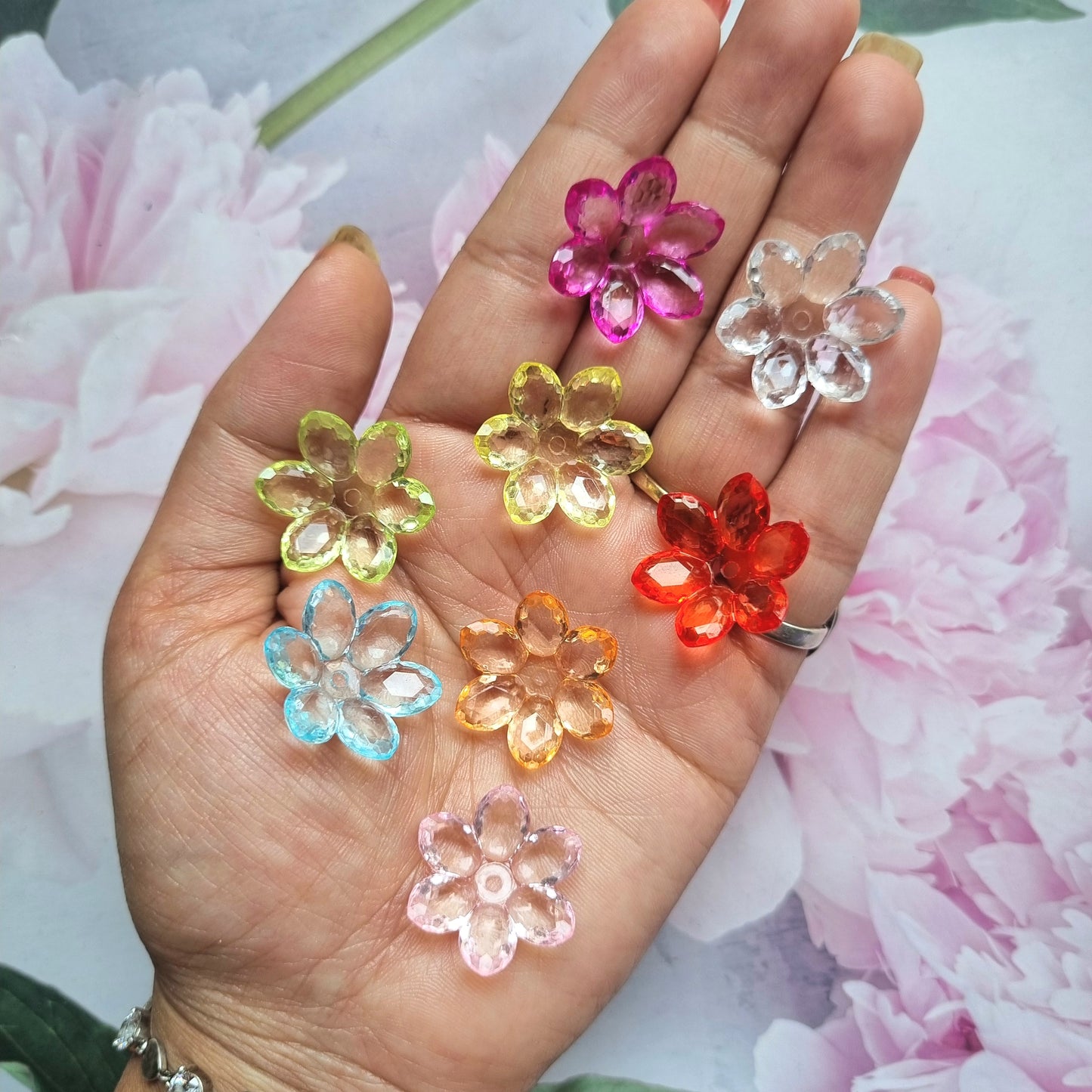 Transparent colorful Flower caps
