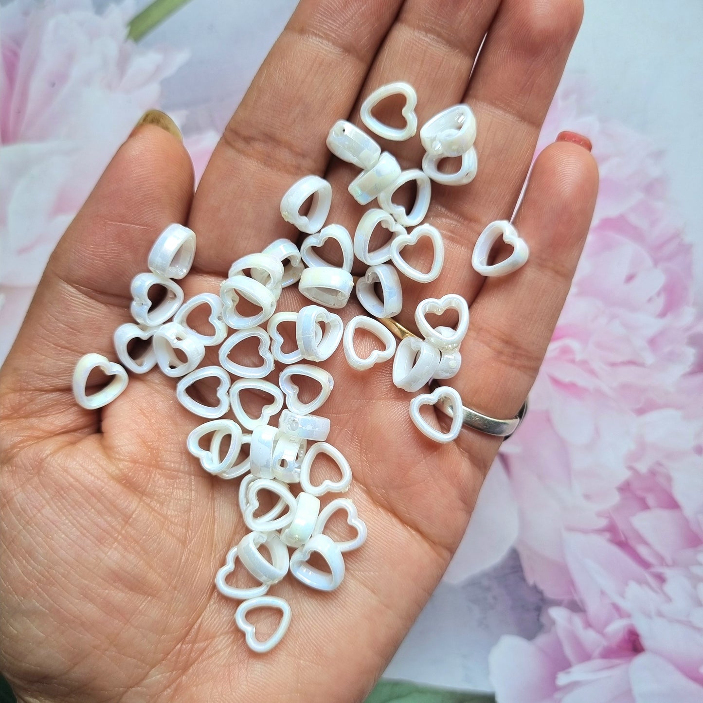 Rainbow Shine White Heart Rings