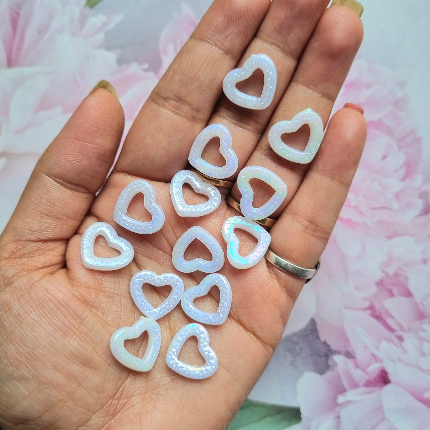 Rainbow Shine White Heart Rings
