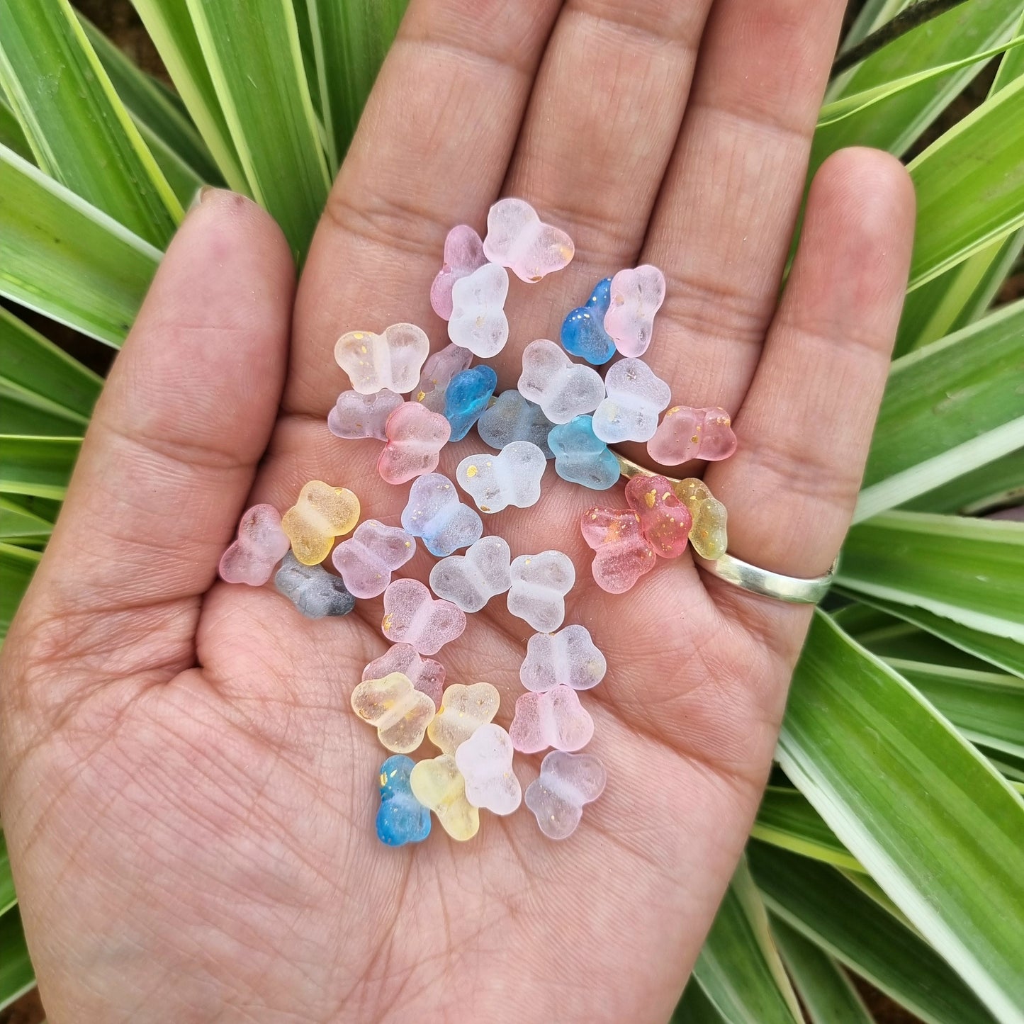 Acrylic Golden Foil Butterfly Beads