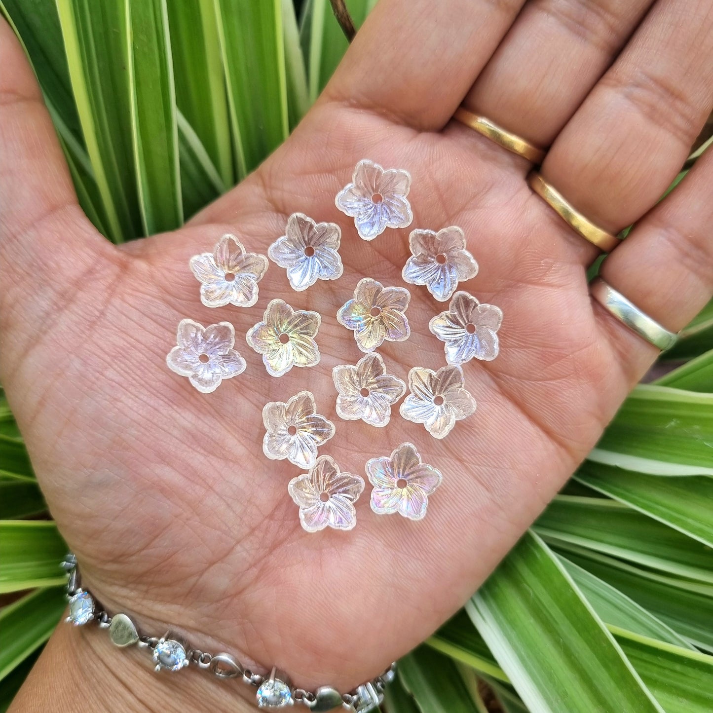 Acrylic Rainbow Shine Flower Caps