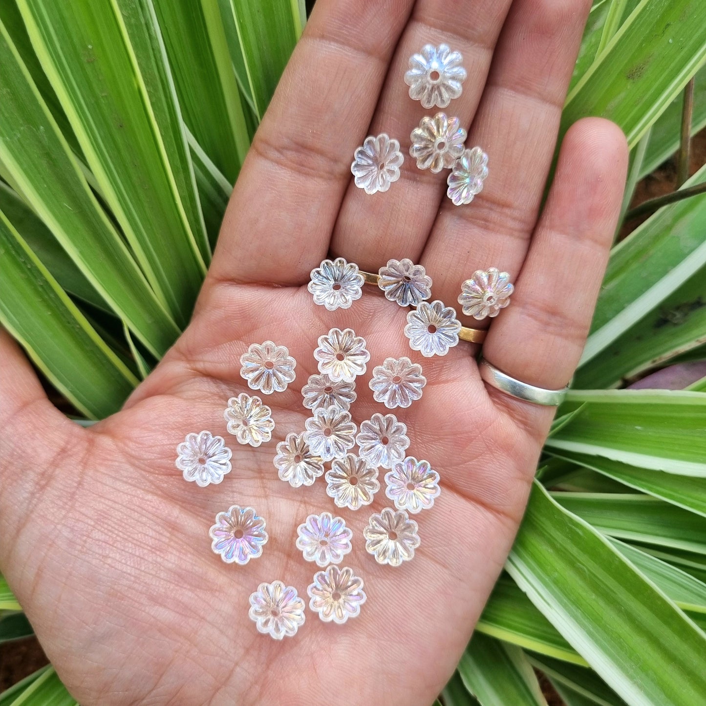 Acrylic Rainbow Shine Flower Caps