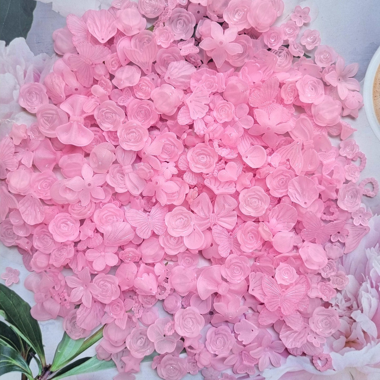 Acrylic Frost Bead Soup - Baby Pink