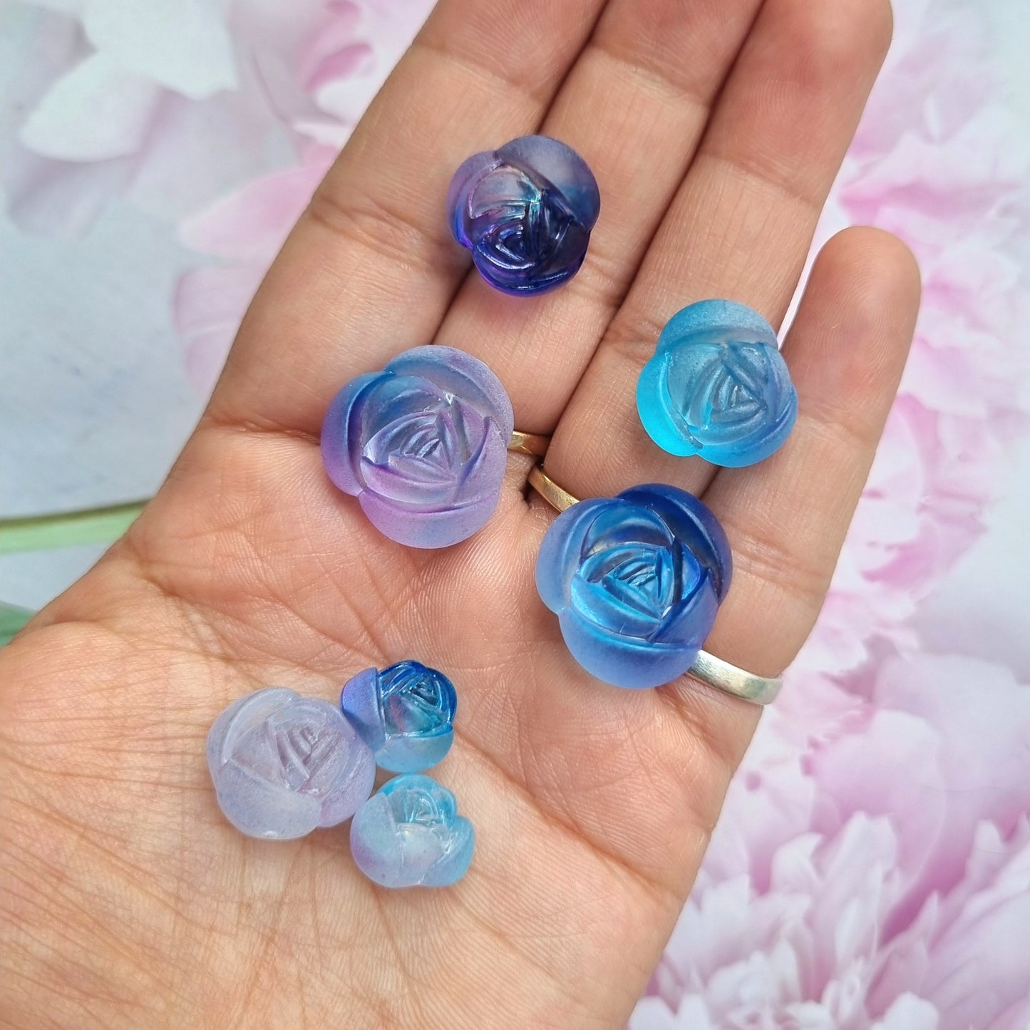 Acrylic Frost Rose Beads (Shaded Blue)