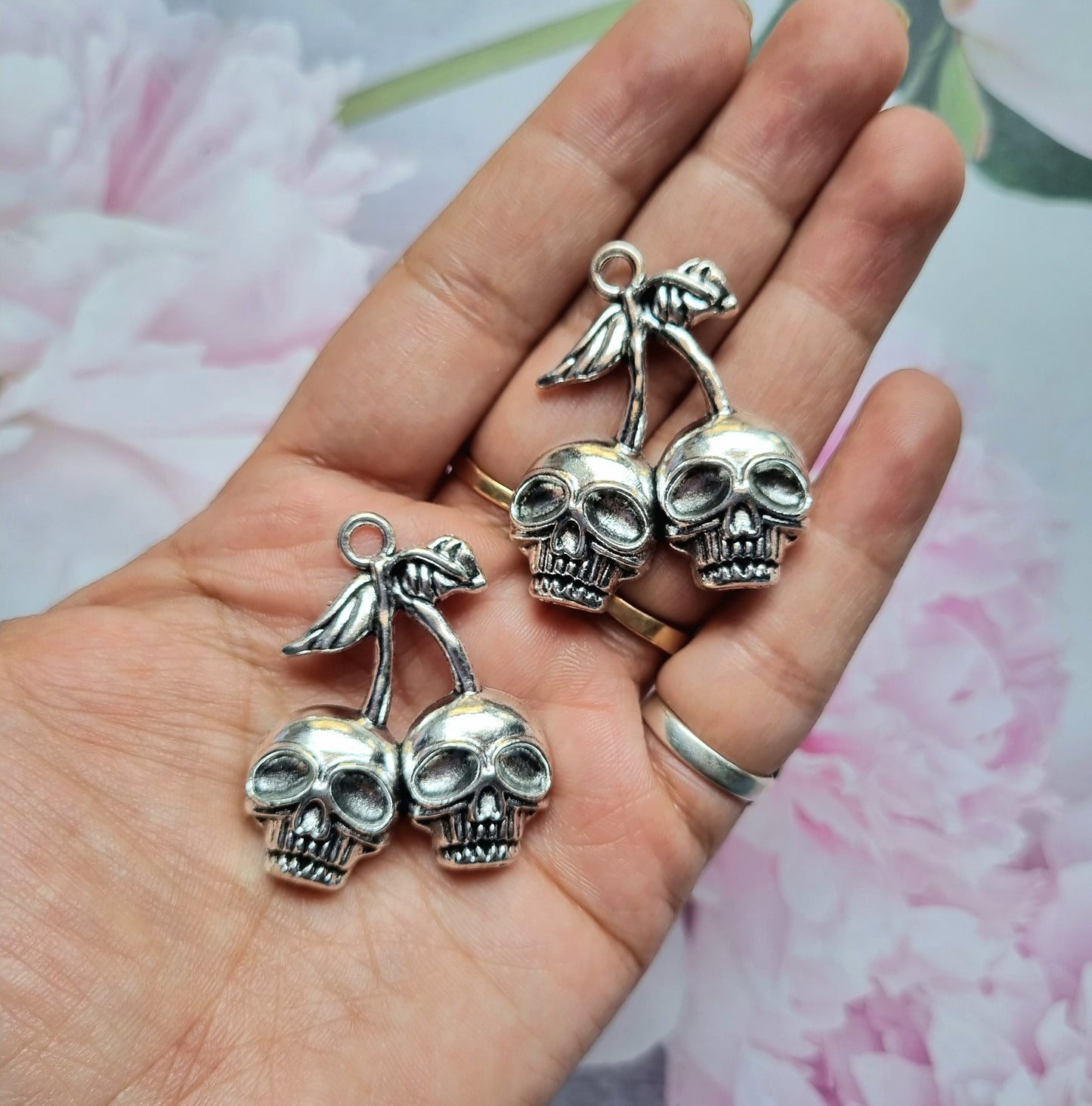 Metal Charms - Skull Cherry