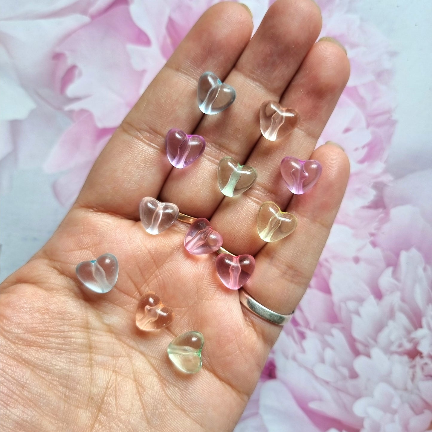 Acrylic Transparent Pastel Heart Beads