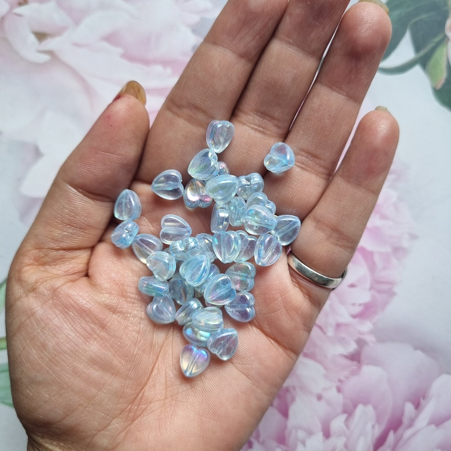 Acrylic Rainbow shine Heart Beads