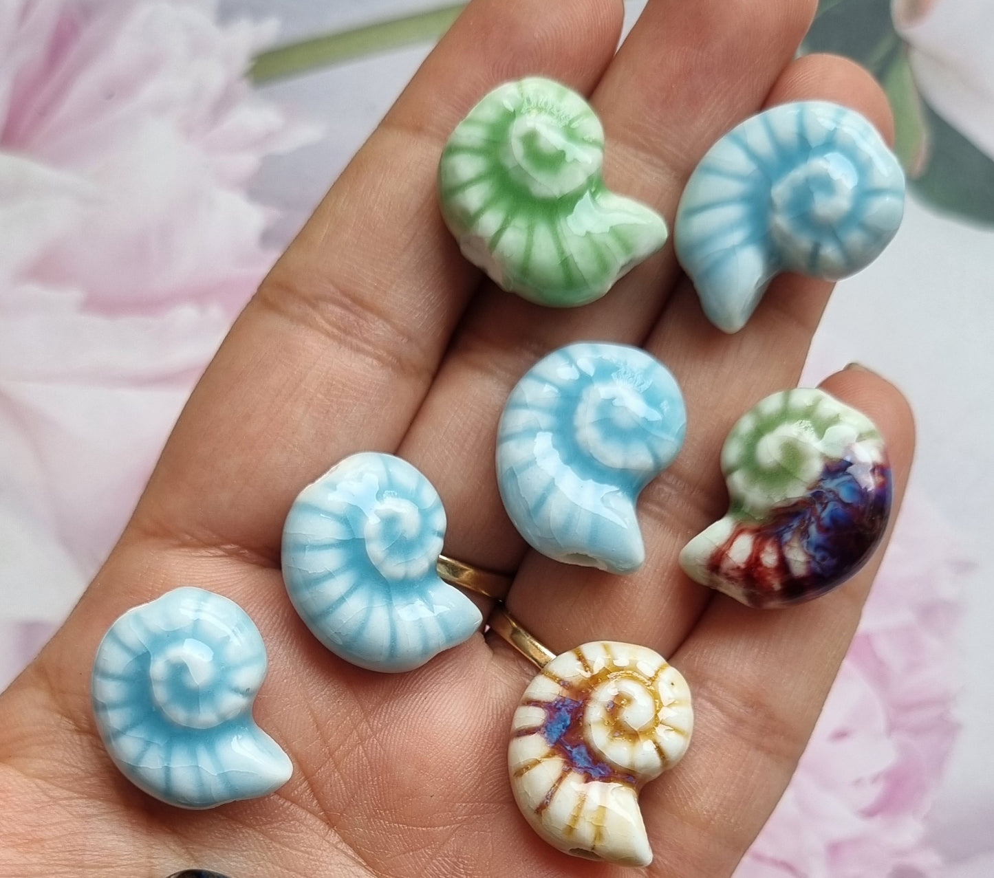 Porcelain Beads - Coiled Shell / Snail