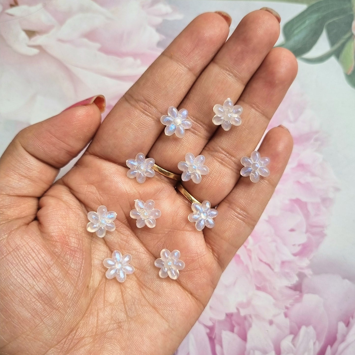 Acrylic Glitter Flower Beads