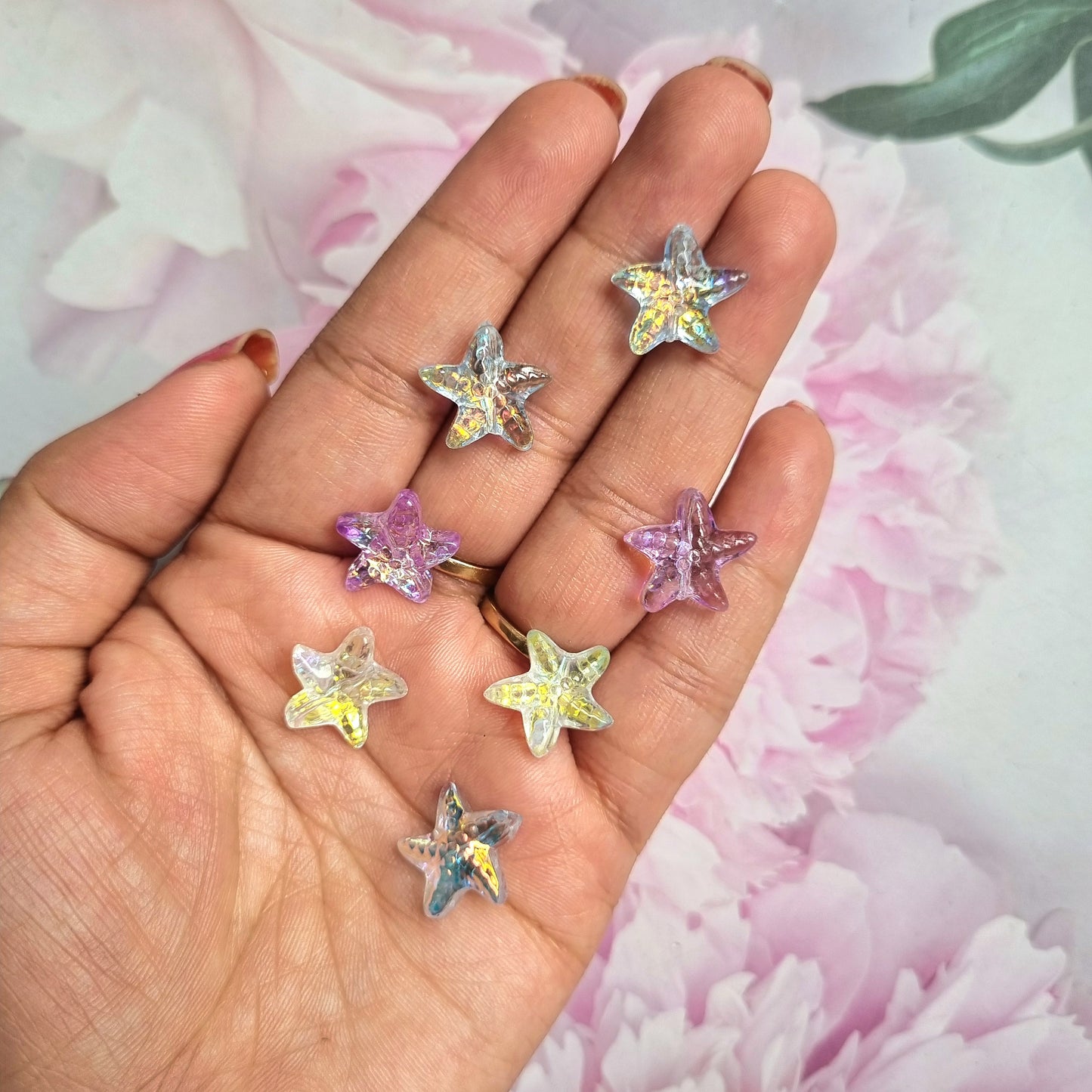 Glass Beads - Starfish (Rainbow Shine)