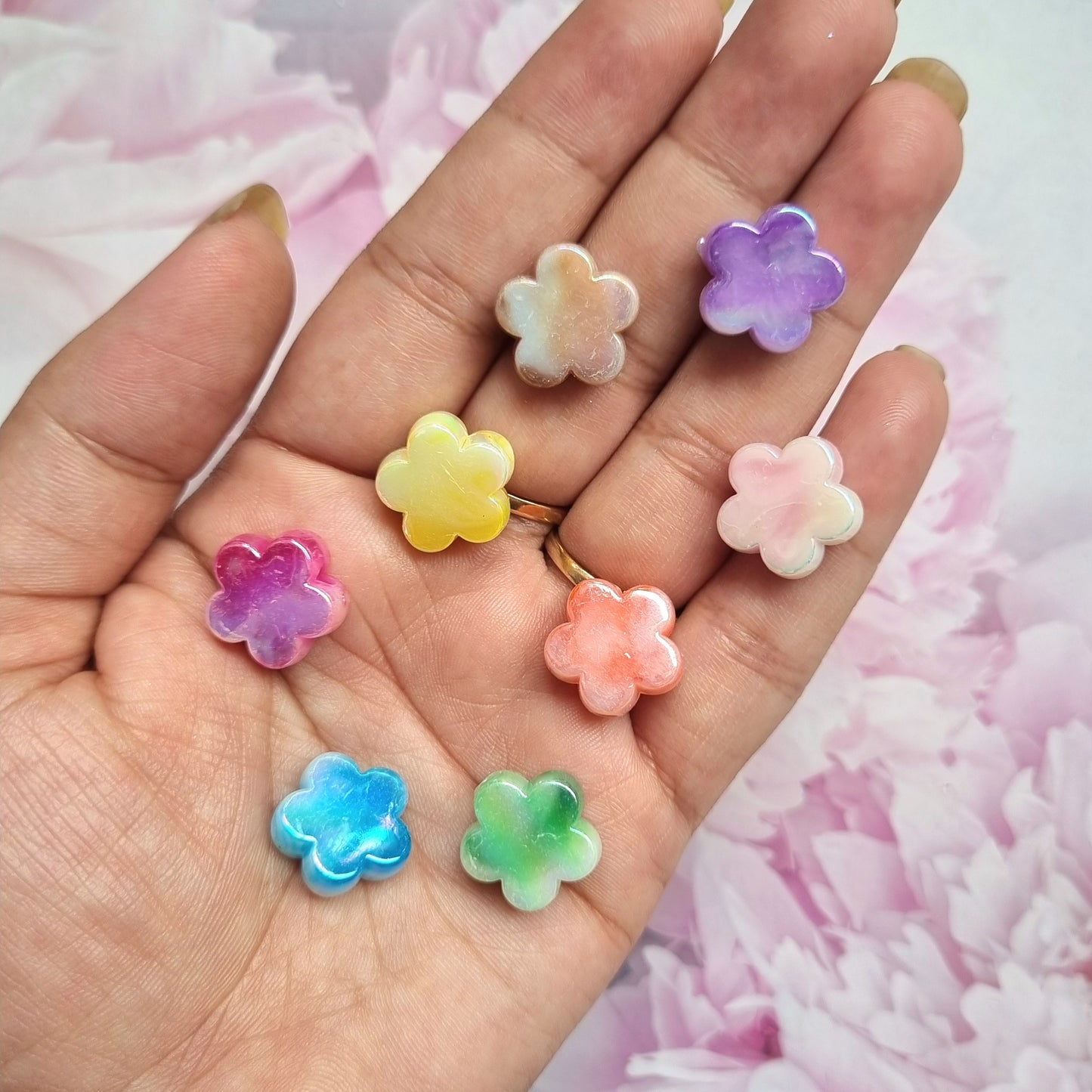 Acrylic Marble Flower Beads