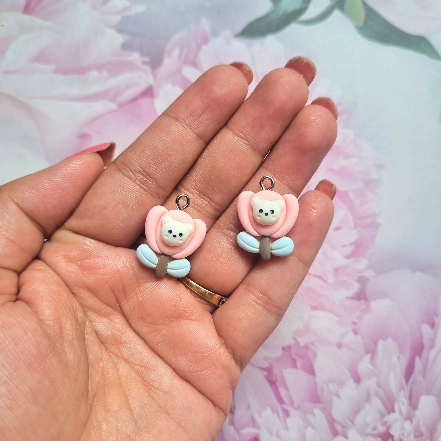 Resin Charms - Bear in Flower