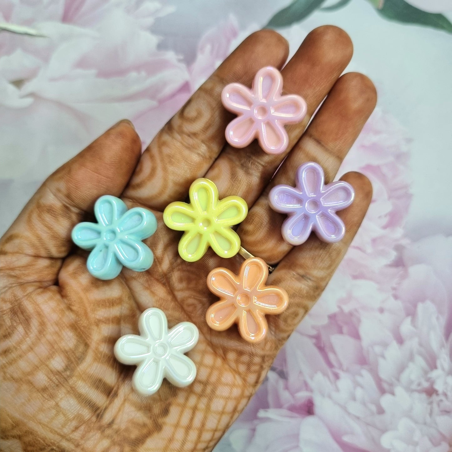 UV Plating, Iridescent Flower Beads