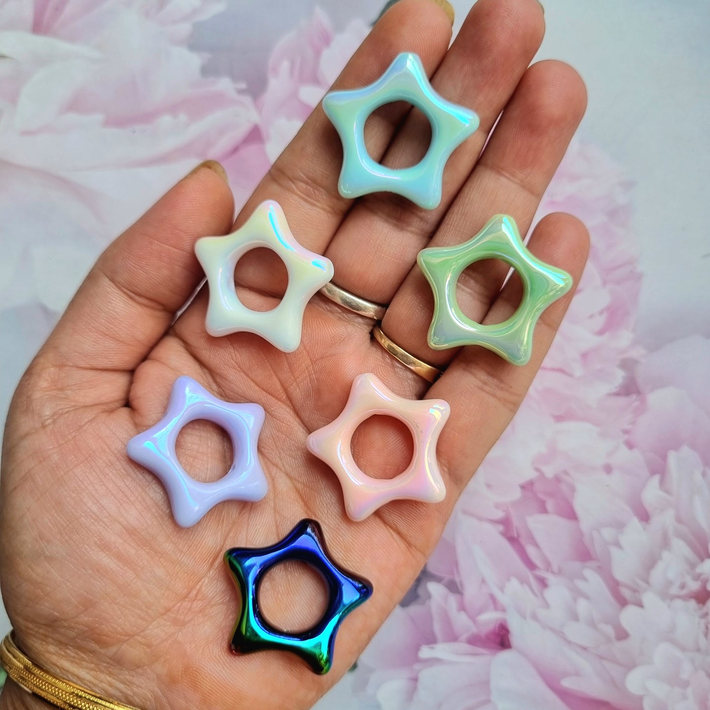 UV Plating, Iridescent Star Beads