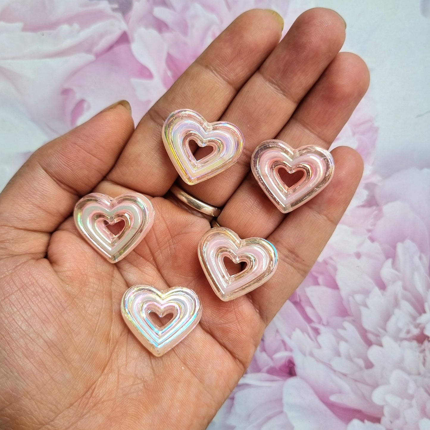 Acrylic Pink Heart Beads