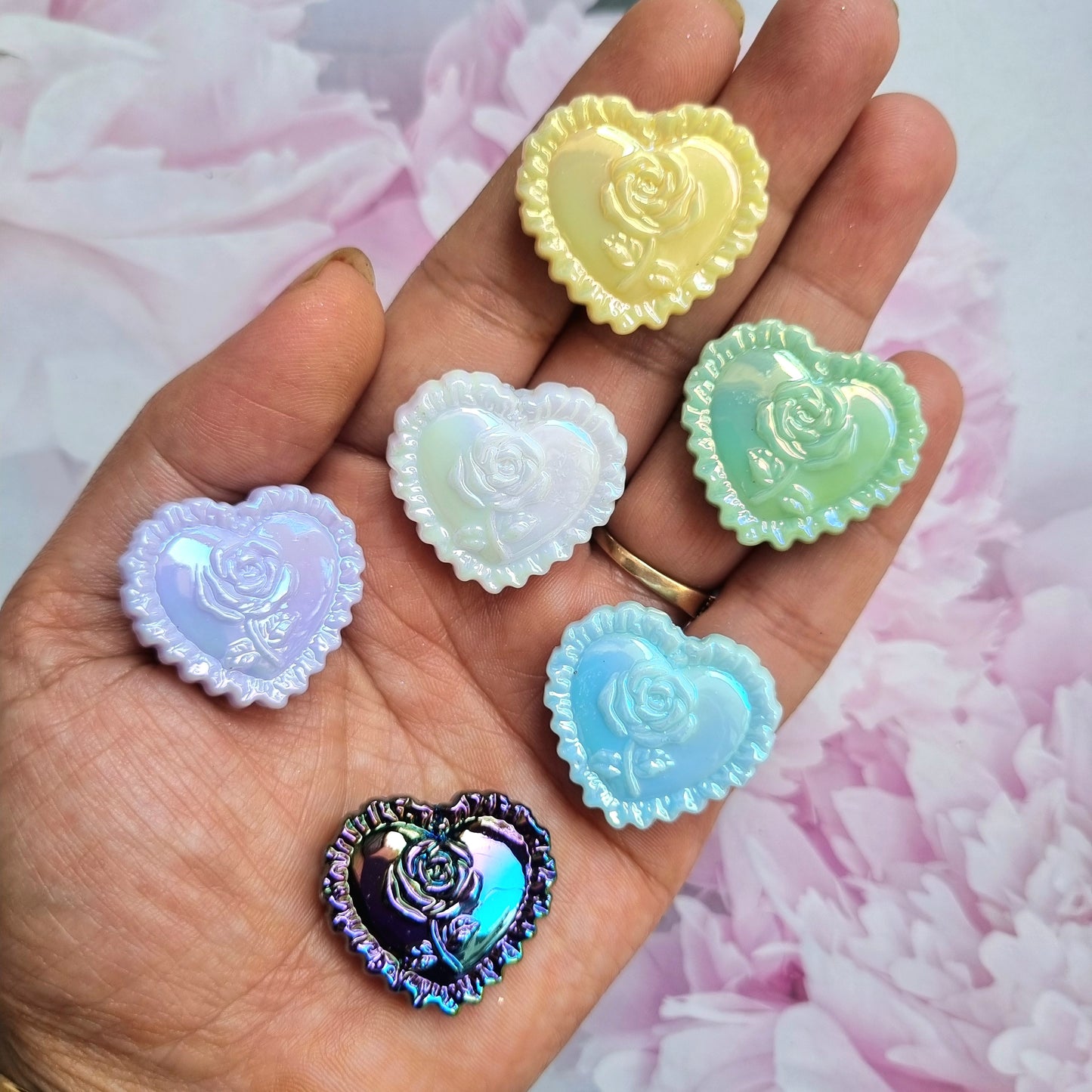 UV Plating, Iridescent Heart Beads