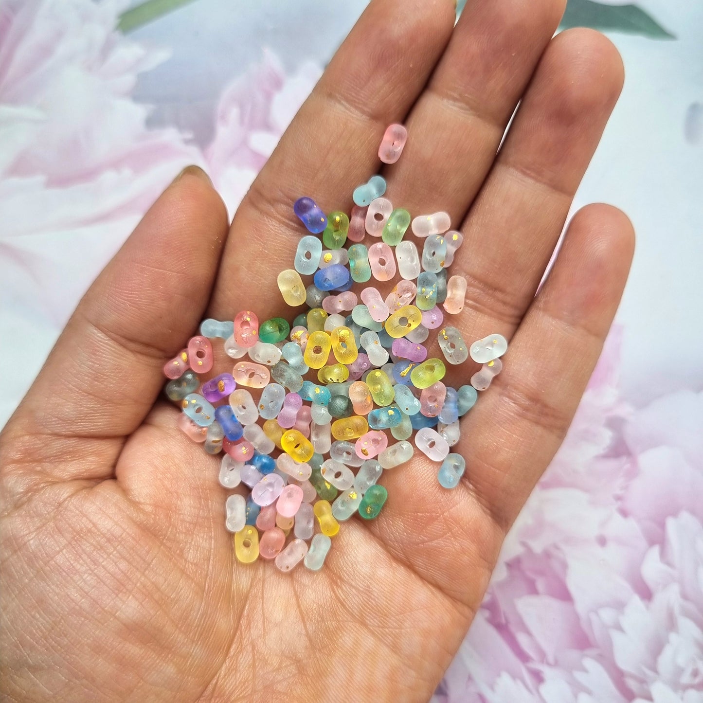 Acrylic Golden Foil Peanut Beads