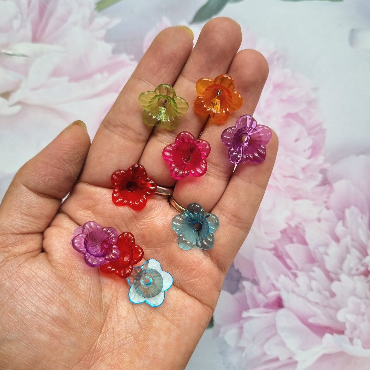 Acrylic Transparent Colorful Flower Caps