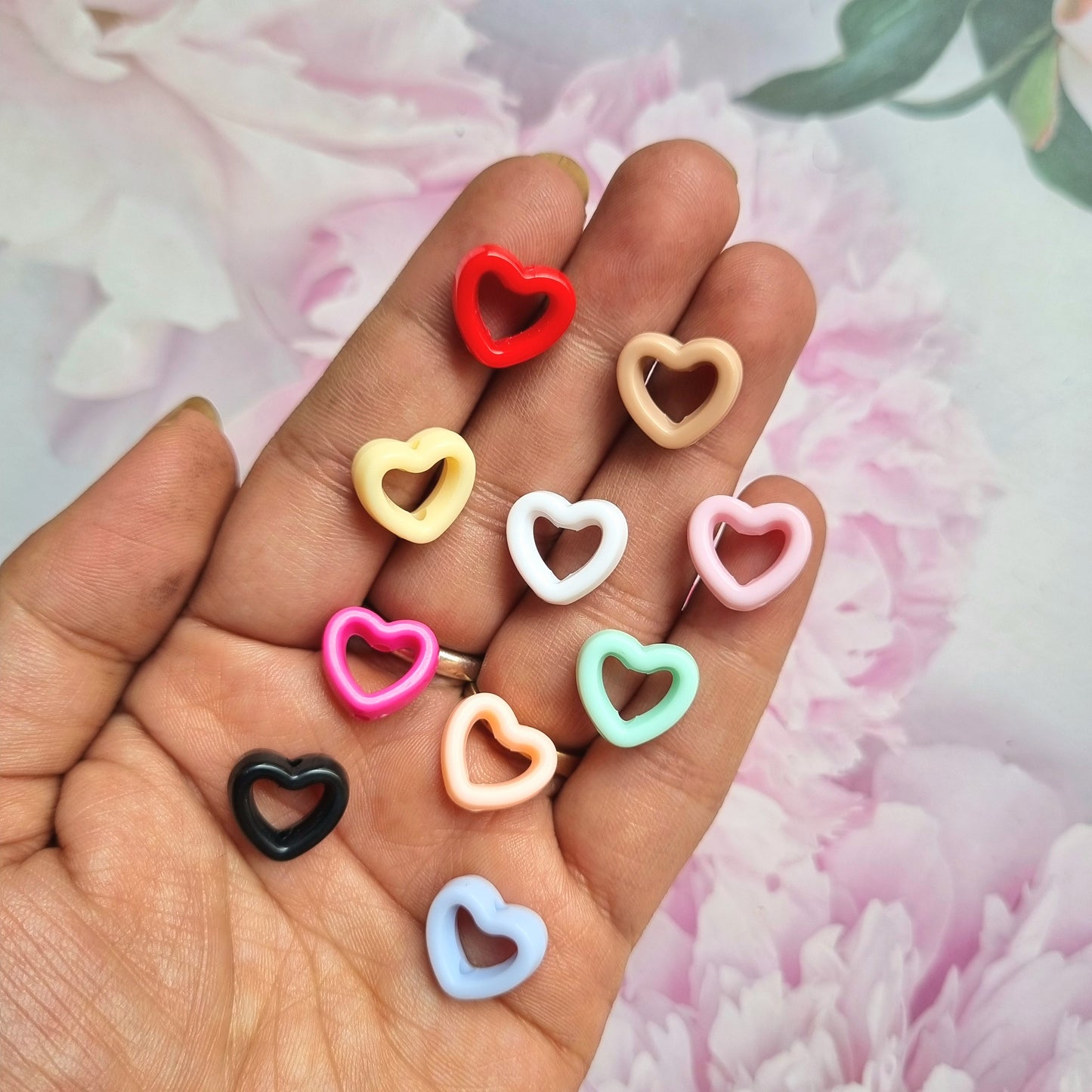 Acrylic Hollow Heart Beads