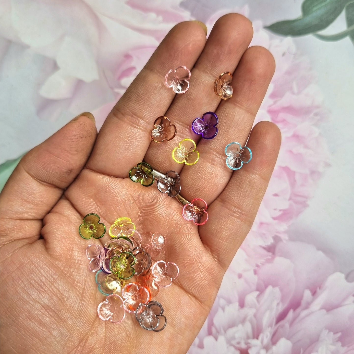 Acrylic Transparent Colorful Flower Caps