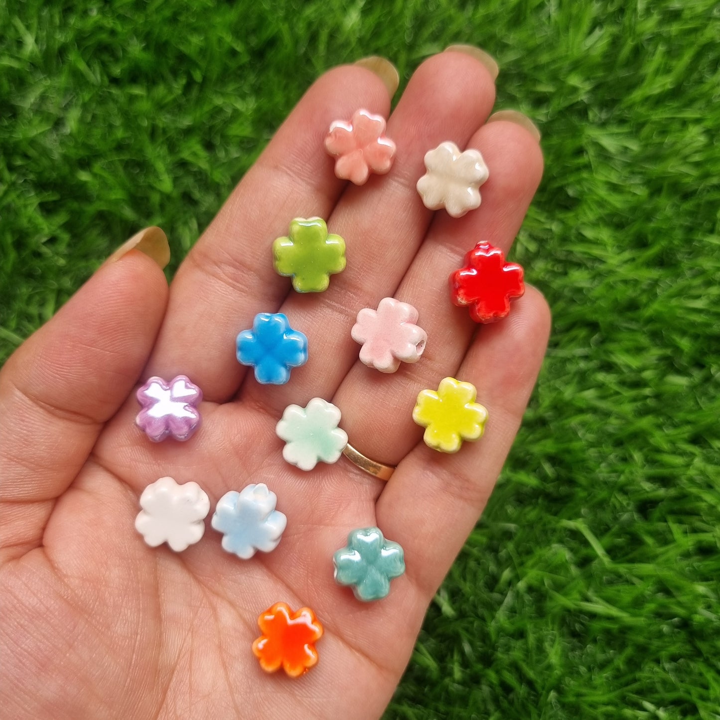 Porcelain Beads - Clover Flower
