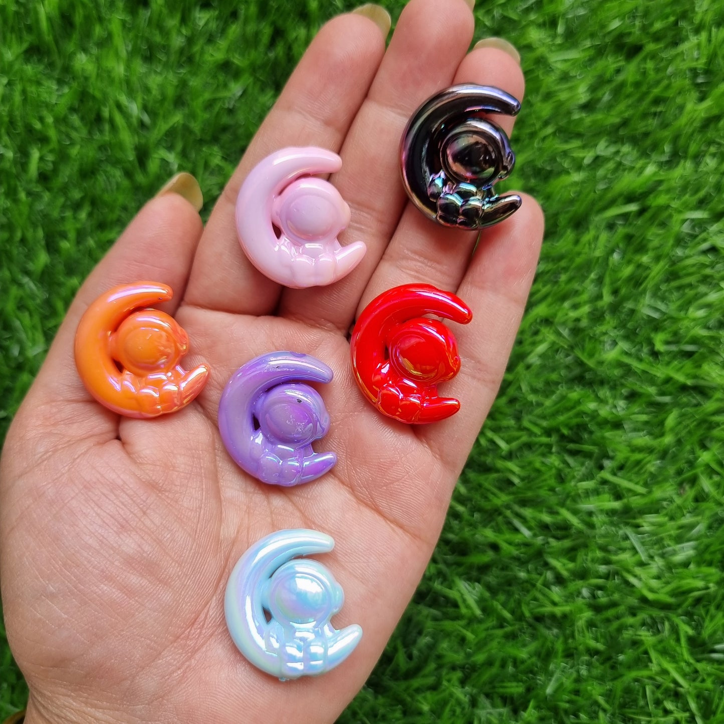 Premium UV Plated Iridescent Moon with Spaceman