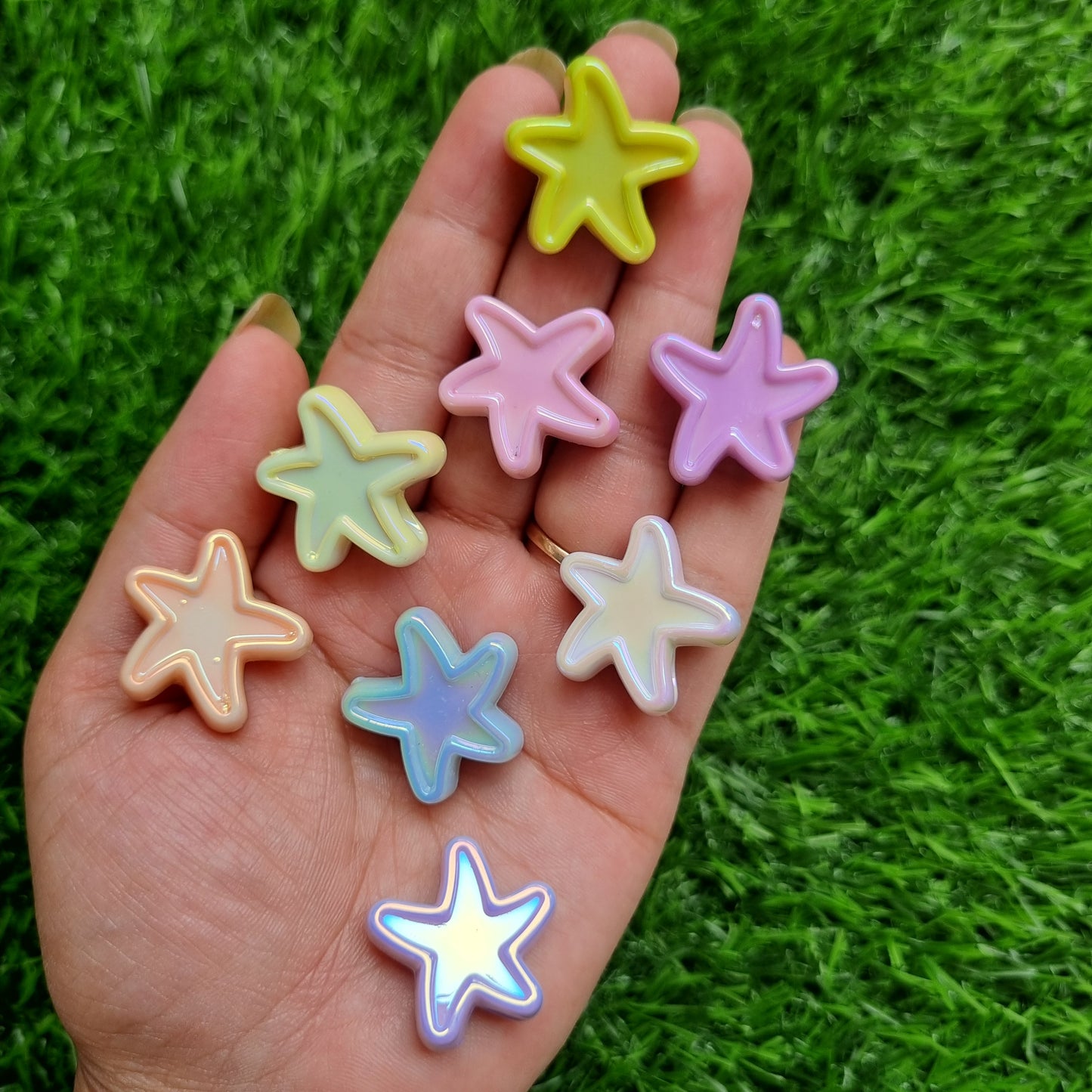 Premium UV Plated Iridescent Starfish Beads