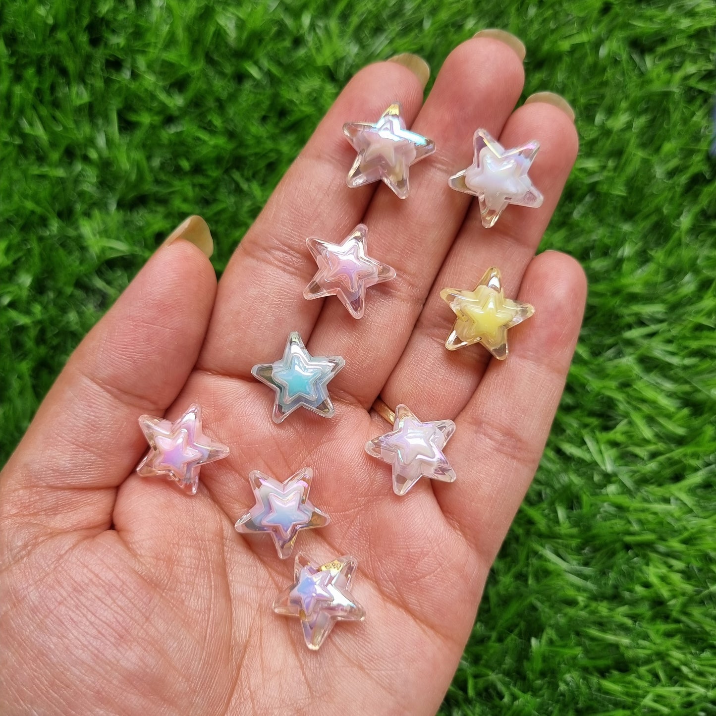 UV Plated Iridescent Acrylic Star Beads