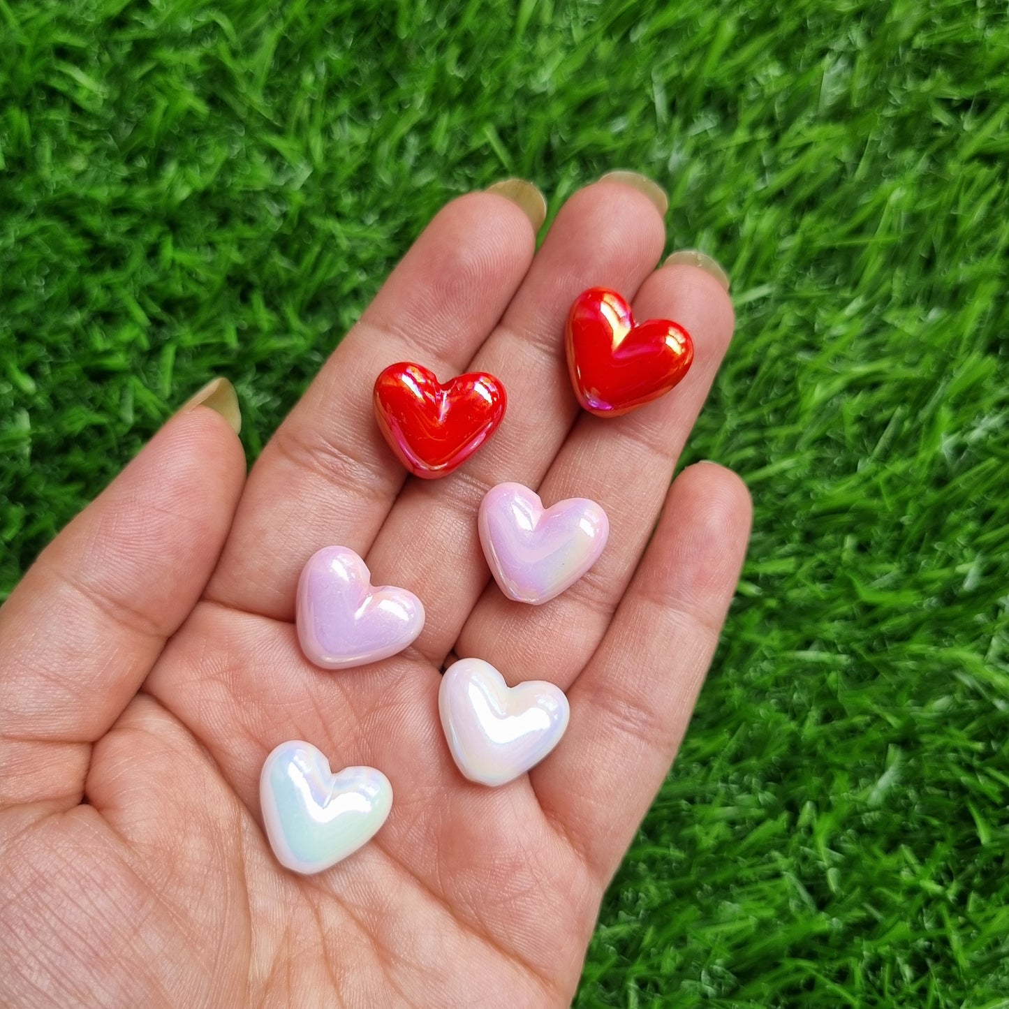 UV Plated Valentine's Day theme Heart Beads