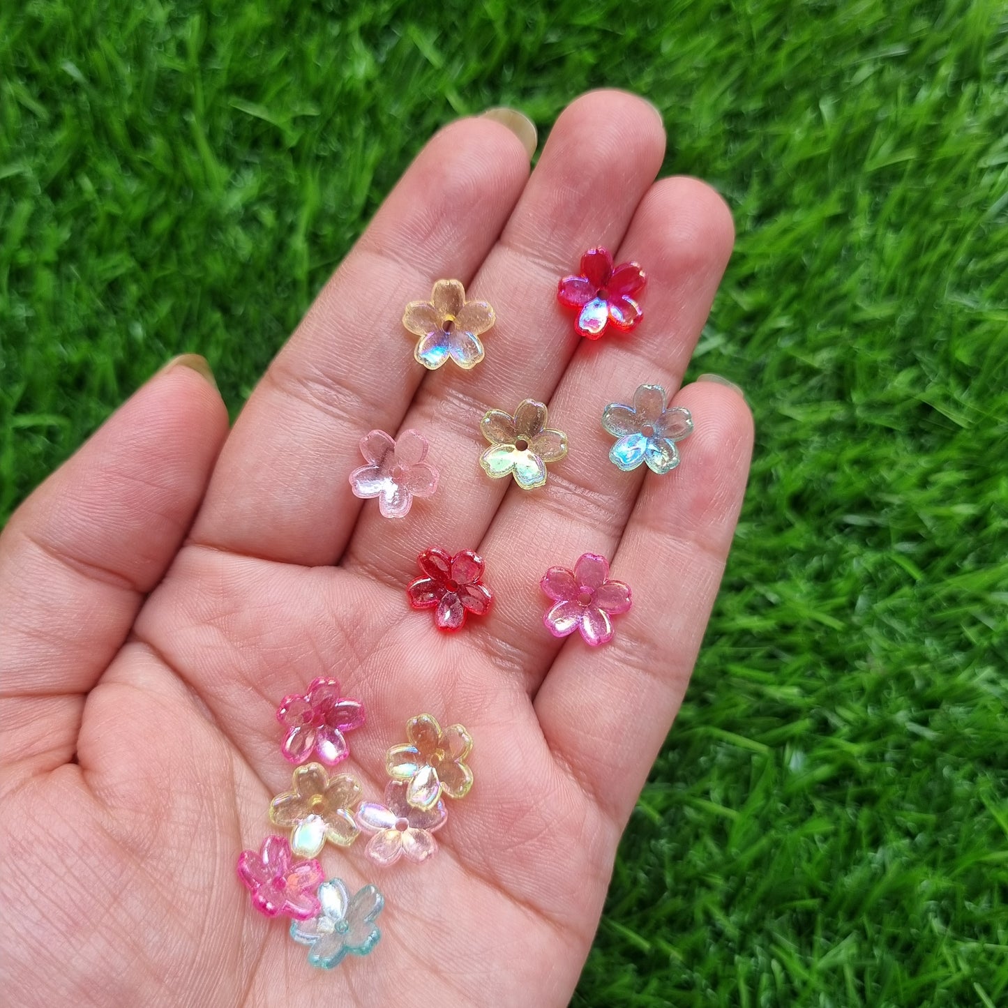 Acrylic Colorful Transparent Flower Caps