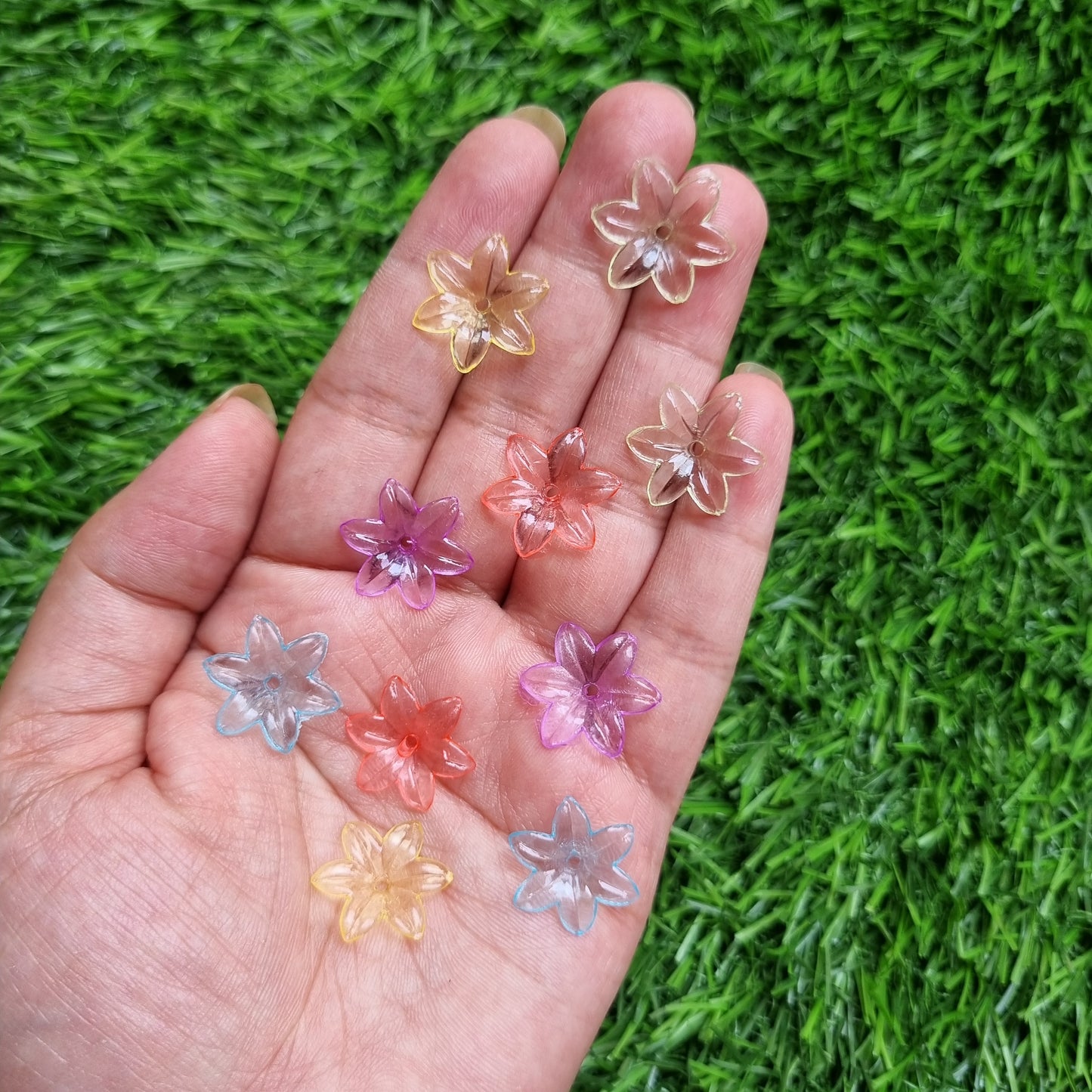 Acrylic Colorful Transparent Flower Caps