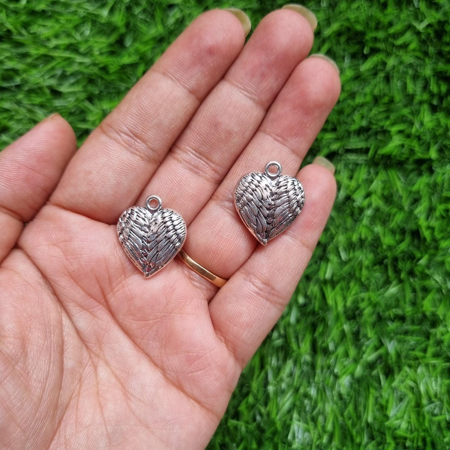 Metal Charm- Heart with Wing
