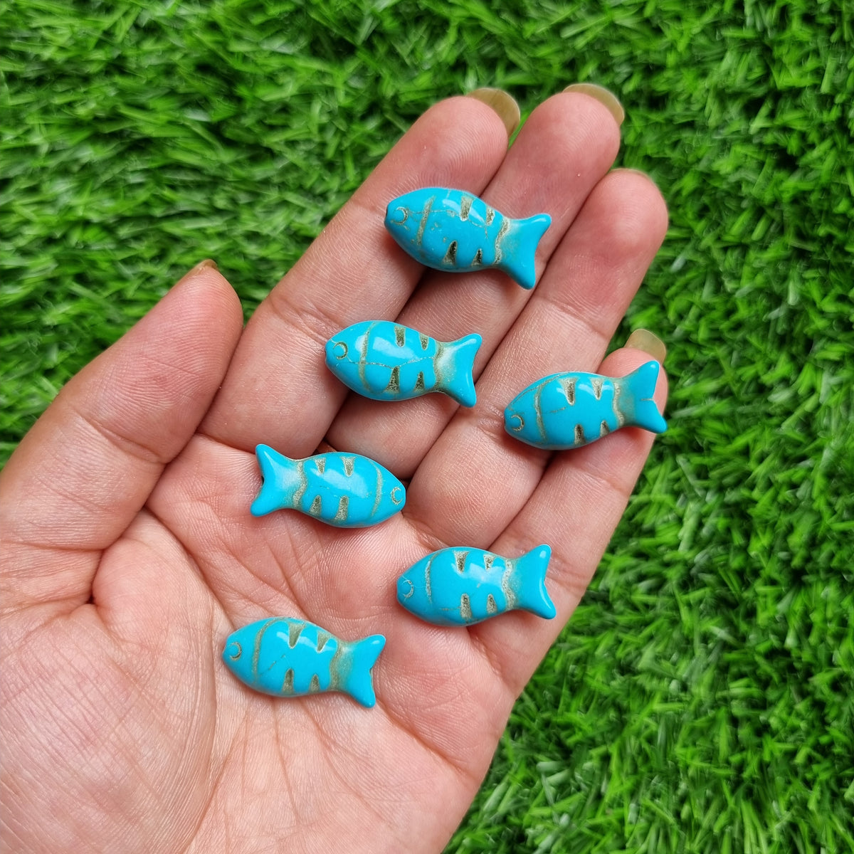 Synthetic Turquoise Beads - Blue Fish