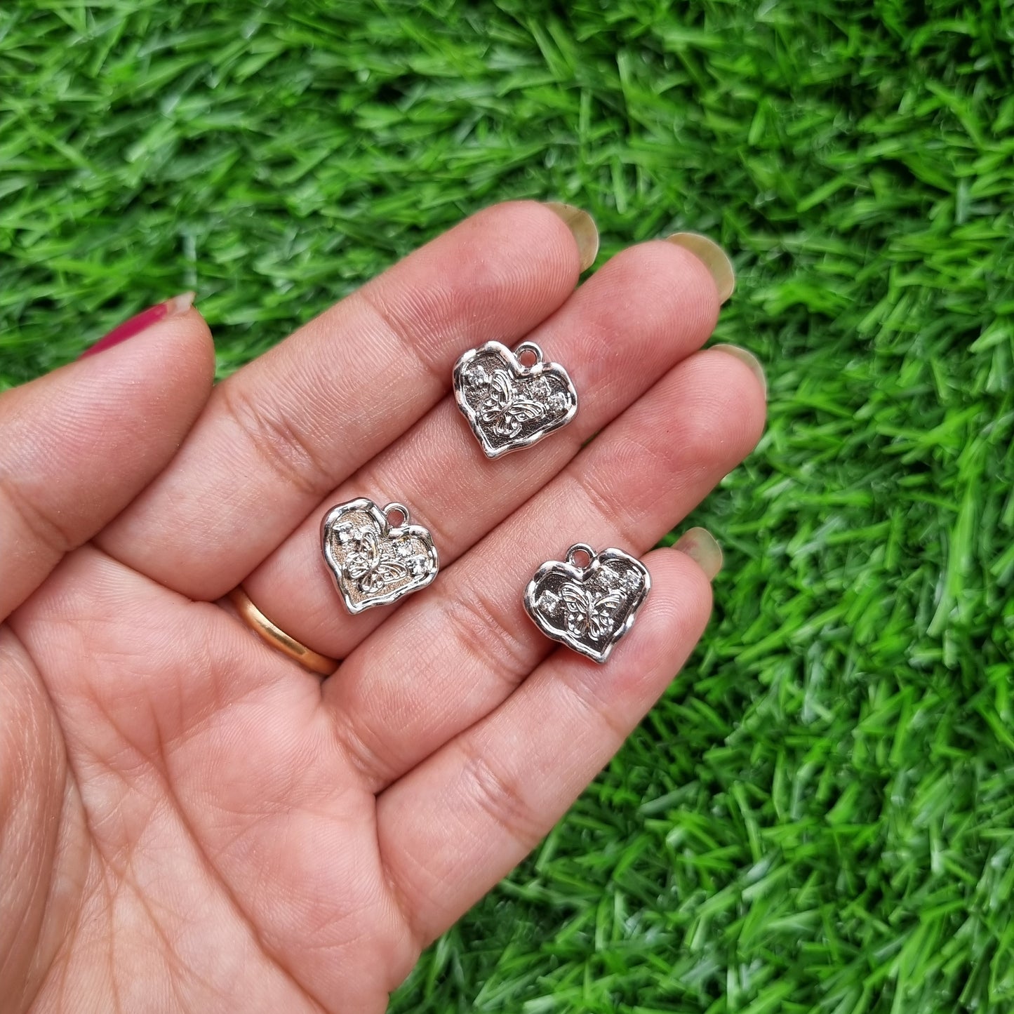 Silver Charm - Butterfly with Heart