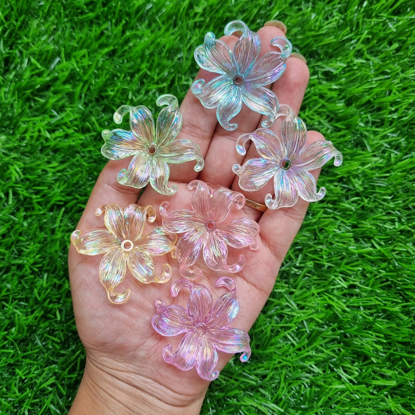 Acrylic Rainbow Shine Flower Caps