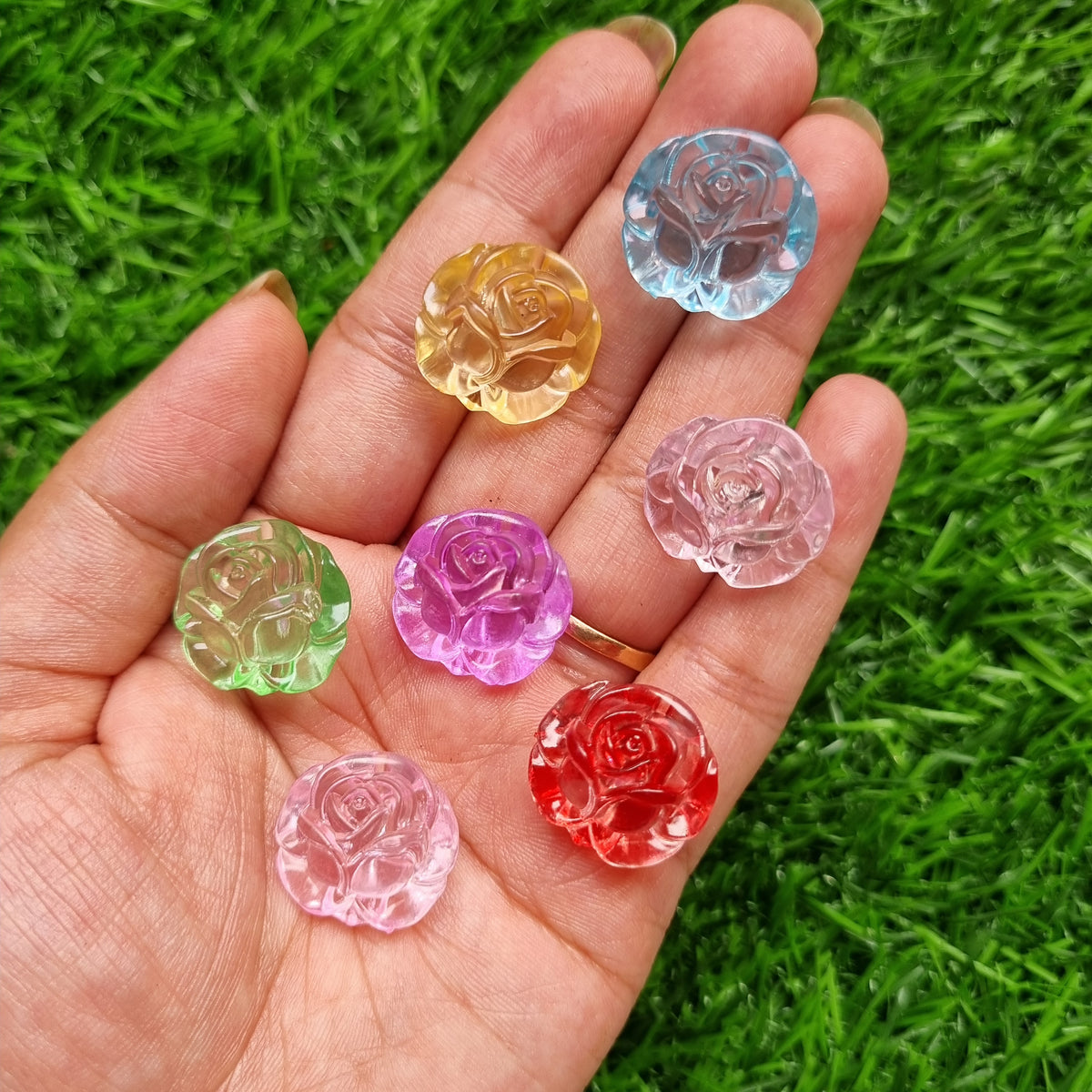Acrylic Beads - Transparent Colored Rose