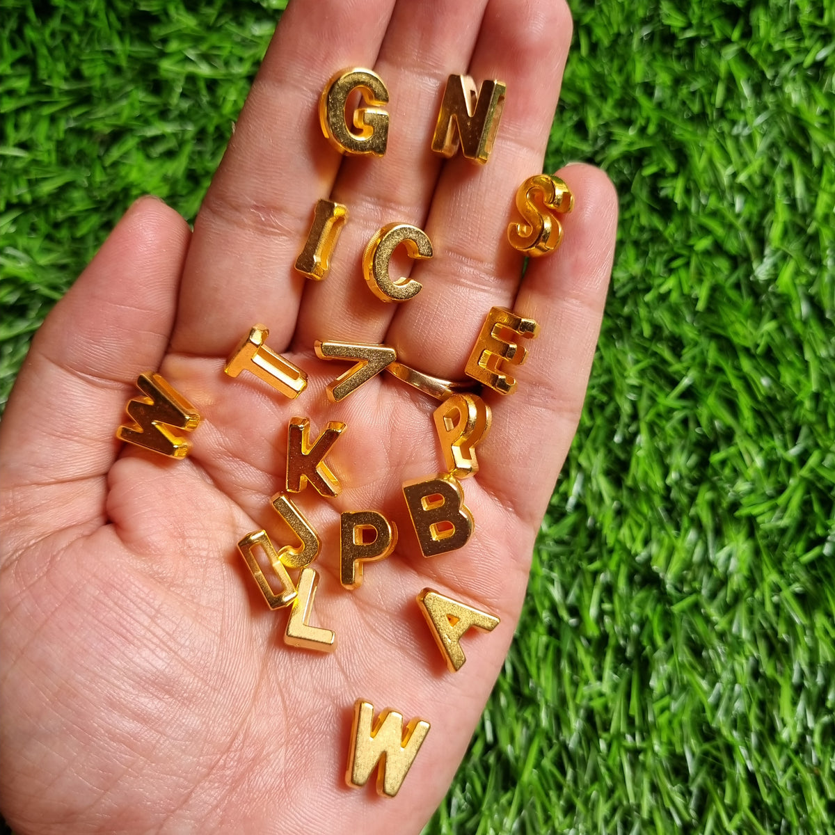 Acrylic Golden Alphabet Beads