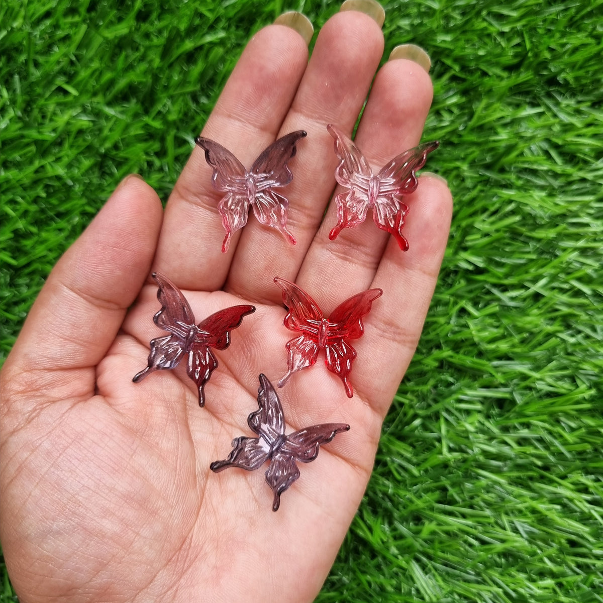 Acrylic Shaded Butterfly Beads - Maroon
